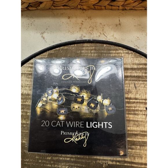 Primitives By Kathy Set Of 2 Strand Of 20 Cat Face Wire Lights 40 Lights Total - Picture 2 of 4